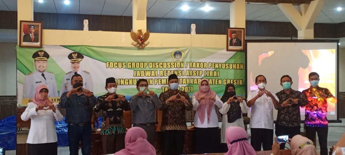 Dinas Kearsipan Gresk saat melakukan Rakor JRA 2021 di Aula Putri Mijil Pendopo Kabupaten Gresik, Rabu (10/11/2021).